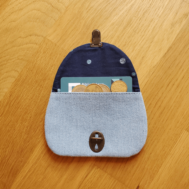 Porte-monnaie Coquelicot - Jean bleu clair